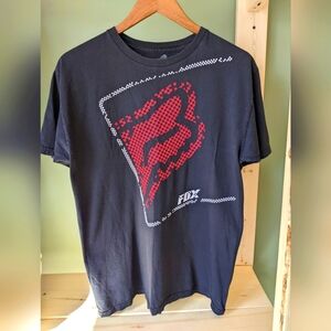 Men's Black Fox Racing Streetwear Short Sleeve T-Shirt with Red Graphic